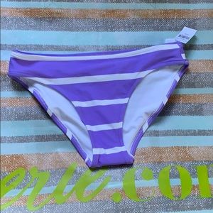 Aerie purple and white bikini bottom with tote